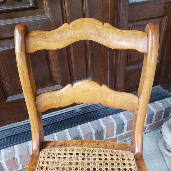 Vintage Ladder Back Wood Cane Seat Accent Chair - Picture 4 of 14